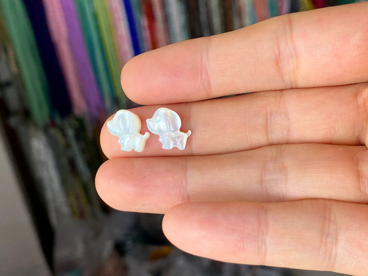 5pcs 12mm Natural white MOP little dog beads, mother of pearl dog