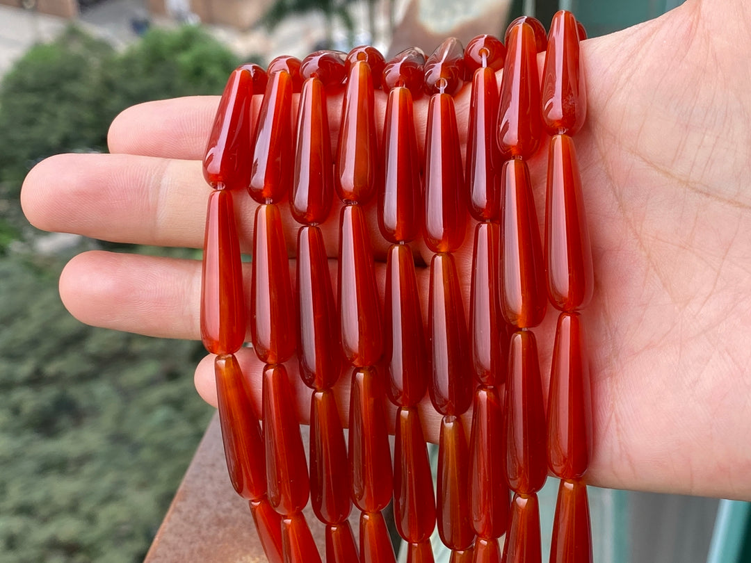 15.5" 8x30mm dark red agate teardrop beads, DIY jewelry beads
