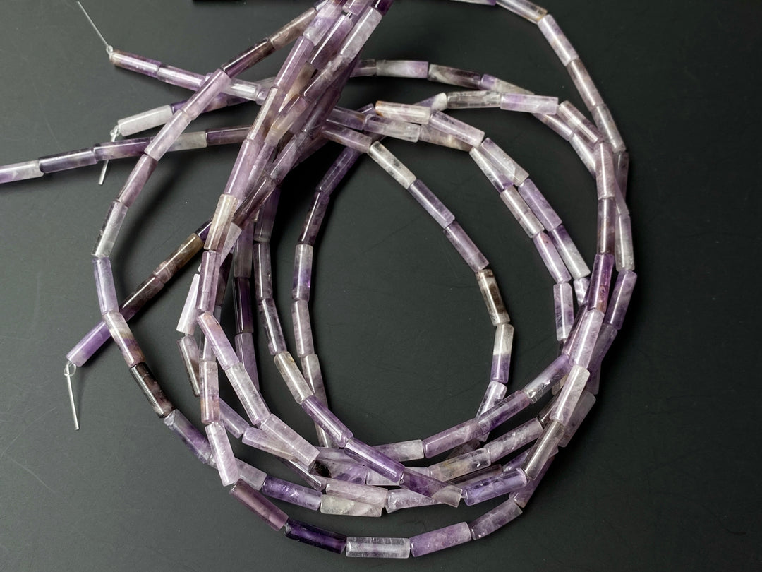 15.5" Natural Amethyst 4x13mm round tube/cylinder beads