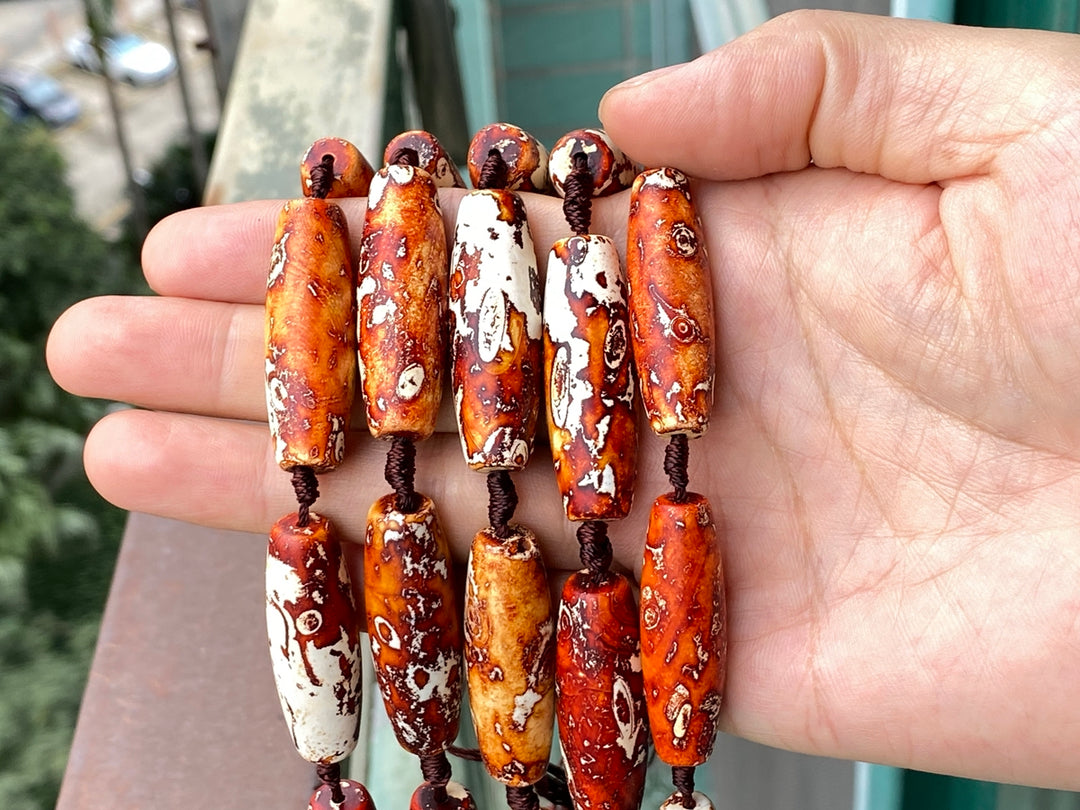 8PCS 13x38mm yellow brown wooden Agate rice beads Gemstone
