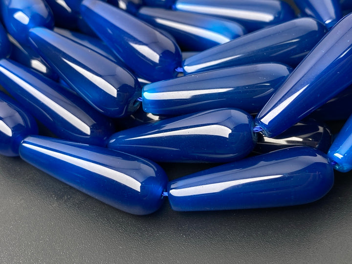 15.5" 10x30mm blue agate teardrop beads, DIY jewelry pendant, semi-precious stone