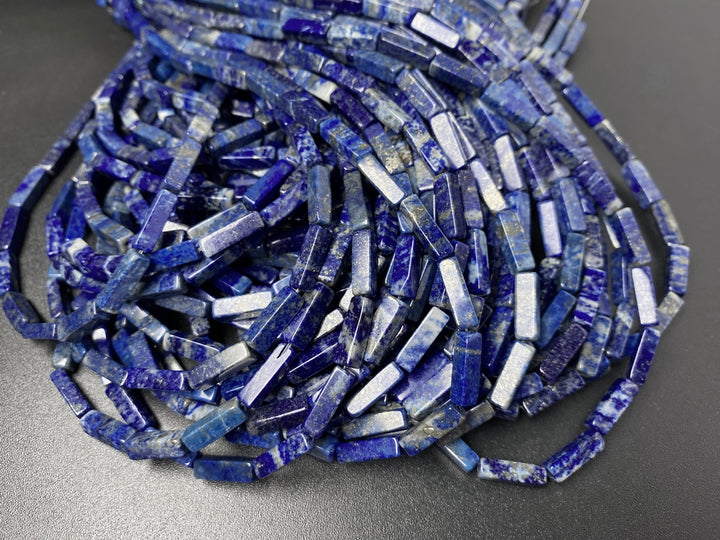 15.5" 4x13mm Natural lapis lazuli stone rectangle tube beads A+