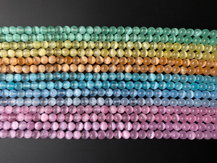 15" 8mm Multi blue green yellow pink color calcite stone round beads