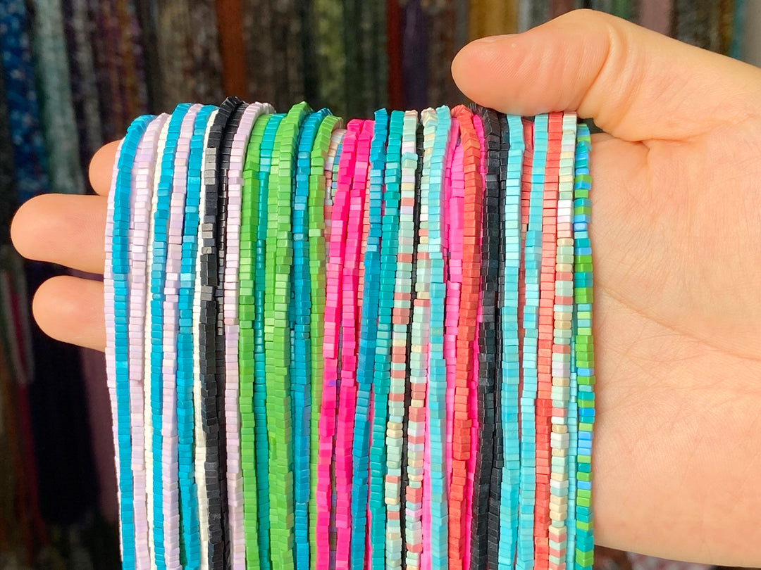 15" 1x2mm Turquoise stone square beads 1mm thickness