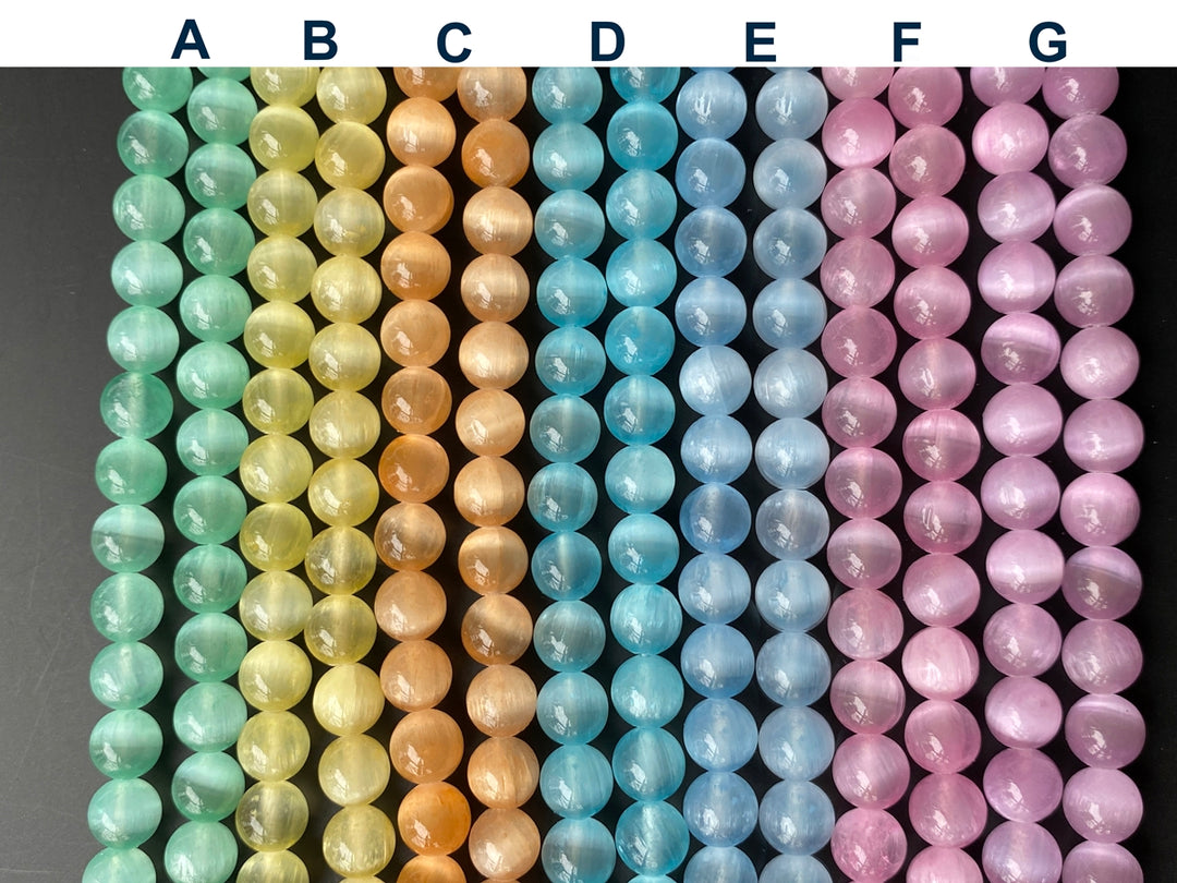 15" 8mm Multi blue green yellow pink color calcite stone round beads