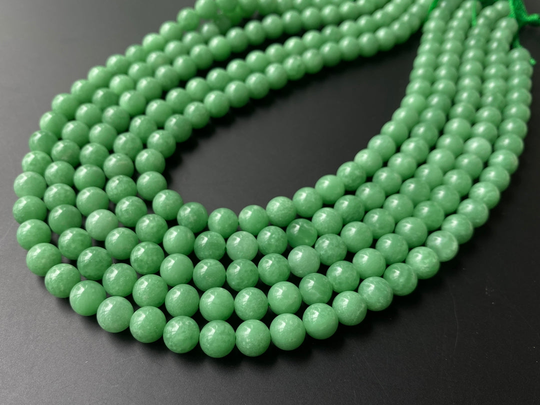 15.5" 8mm natural green angelite stone round beads for jewelry making