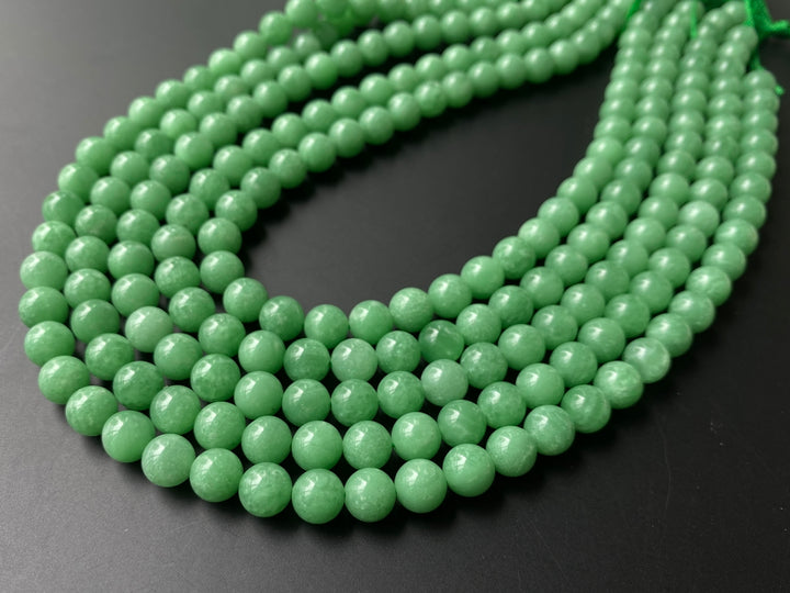 15.5" 8mm natural green angelite stone round beads for jewelry making