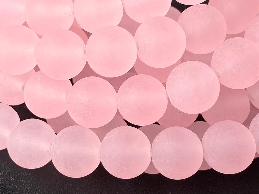15" 8mm/10mm matte/frosted pink Malaysian jade Round beads