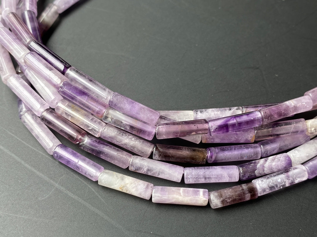 15.5" Natural Amethyst 4x13mm round tube/cylinder beads