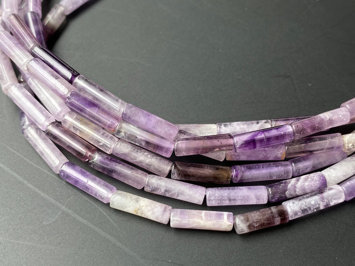 15.5" Natural Amethyst 4x13mm round tube/cylinder beads