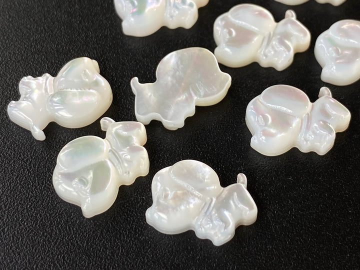5pcs 12mm Natural white MOP little dog beads, mother of pearl dog