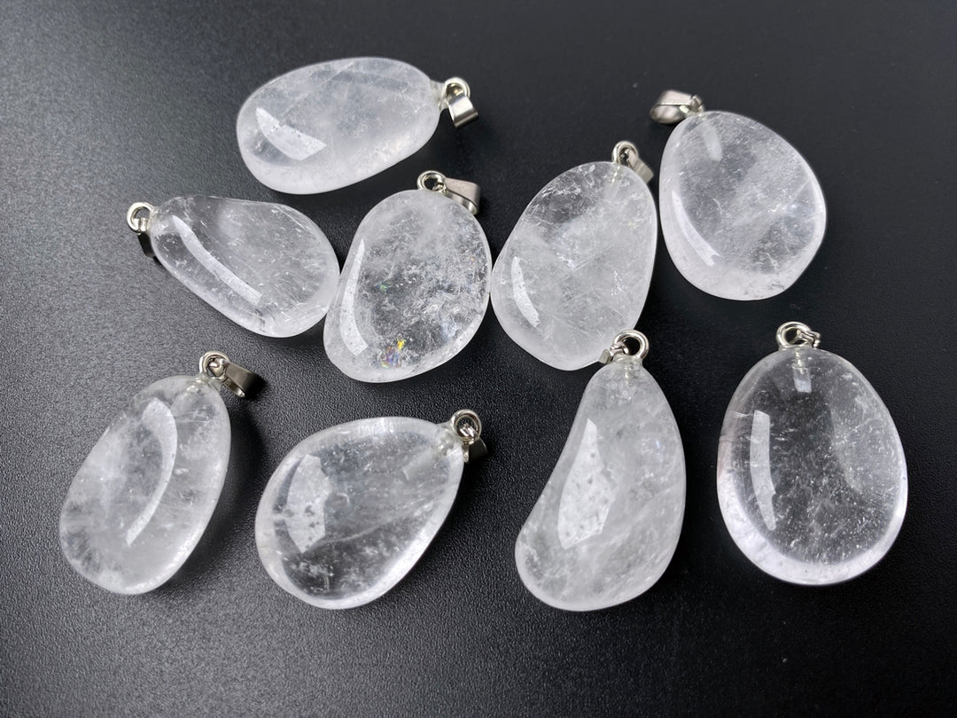 2PC 25~30mm Natural rock crystal quartz nugget pendant