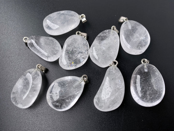 2PC 25~30mm Natural rock crystal quartz nugget pendant