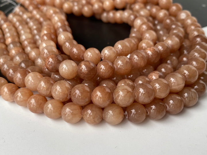 15" 6mm/8mm/10mm brown dyed jade Round beads