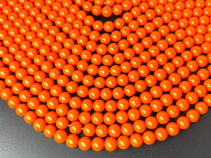 15.5" Glass druk round beads orange 6mm/8mm/10mm/12mm