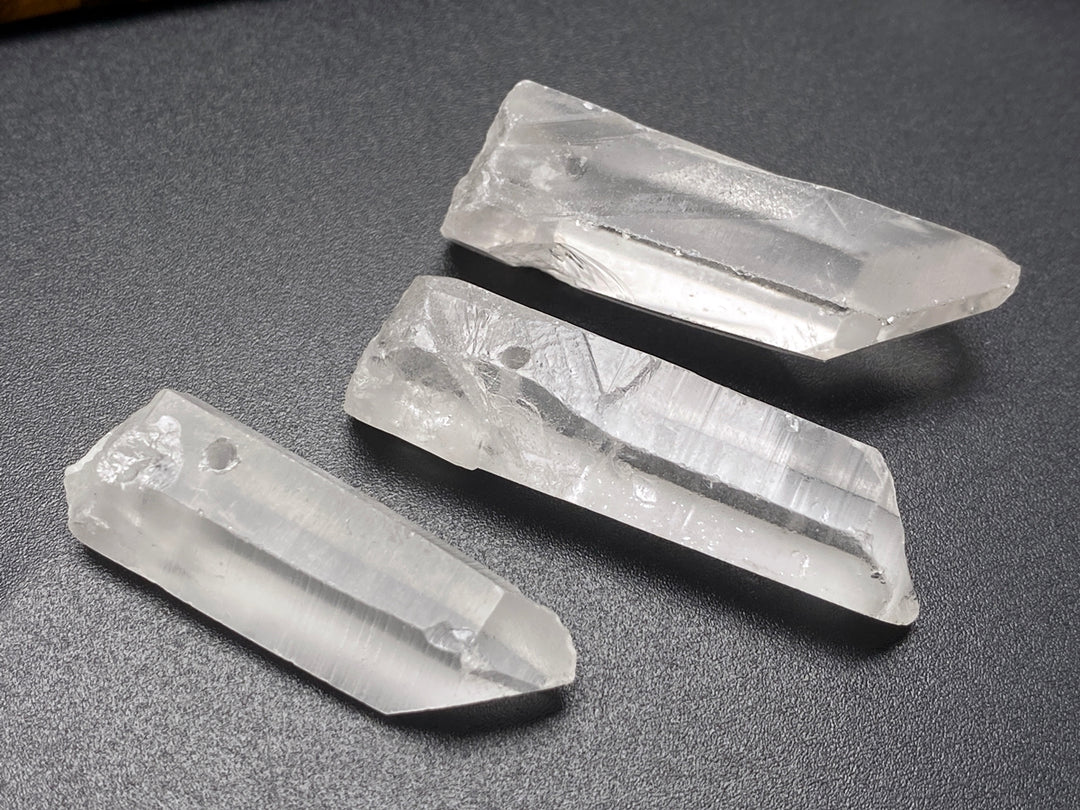 5PC 35~45mm Natural rock crystal quartz Stick Wand drilled pendant