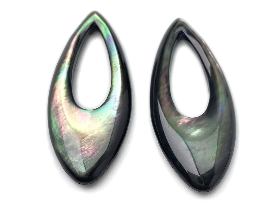 1PC 15x35mm Natural black shell teardrop pendant