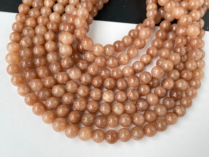 15" 6mm/8mm/10mm brown dyed jade Round beads
