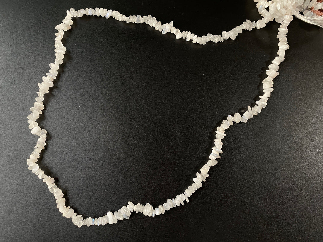 34" Natural moonstone 5x10mm chips beads, white gemstone small chips
