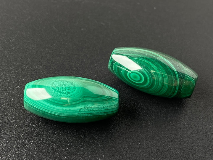 2PCS 10x20mm natural malachite stone oval barrel/marquise beads