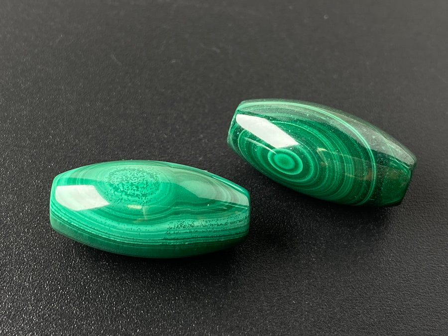 2PCS 10x20mm natural malachite stone oval barrel/marquise beads