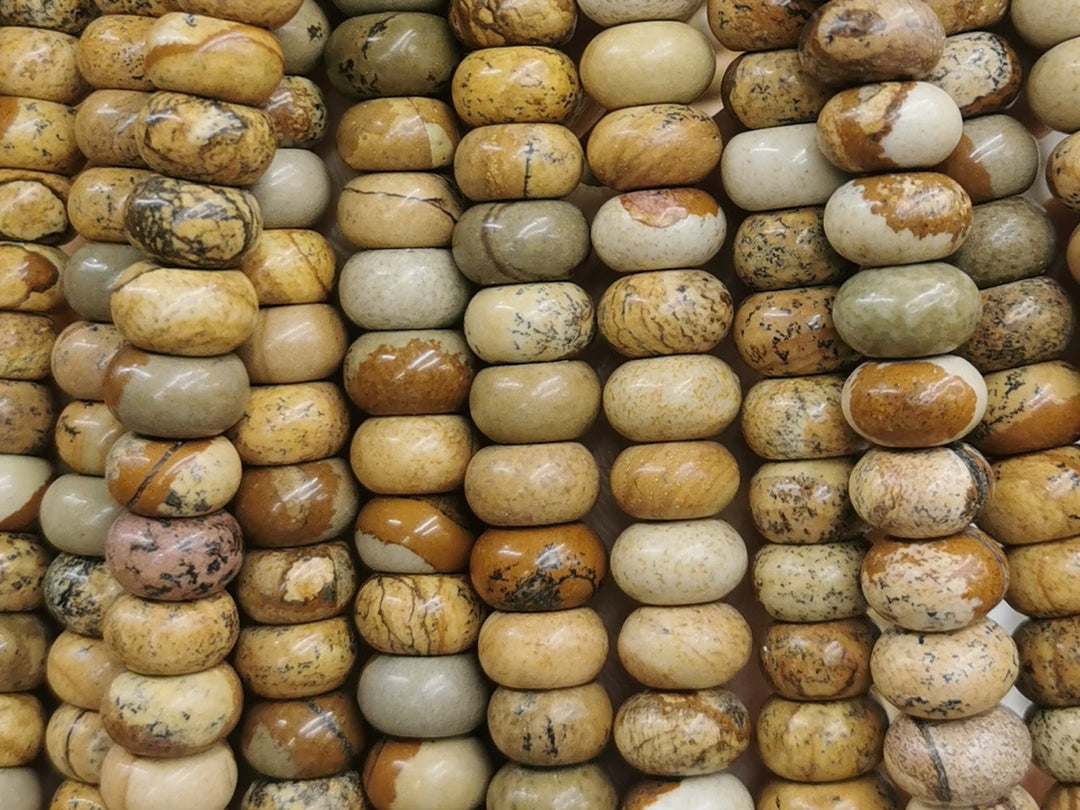 15" 6x10mm Natural picture stone/jasper rondelle beads, roundel beads
