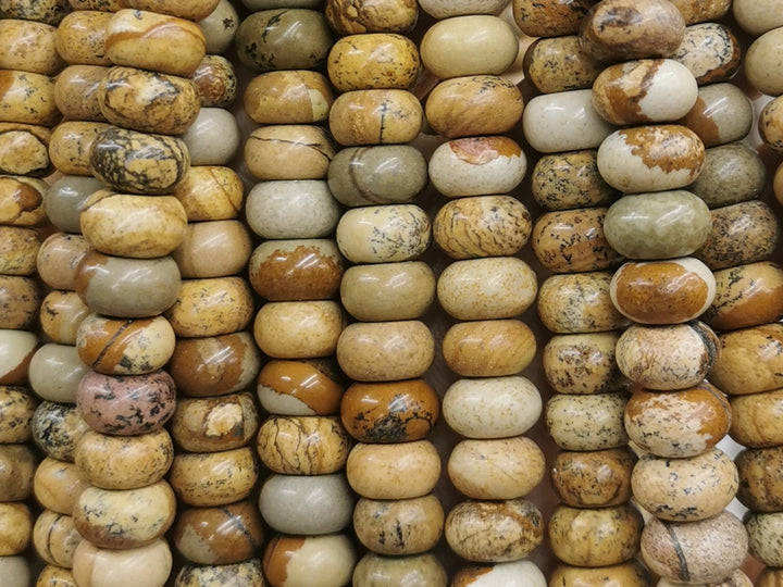 15" 6x10mm Natural picture stone/jasper rondelle beads, roundel beads