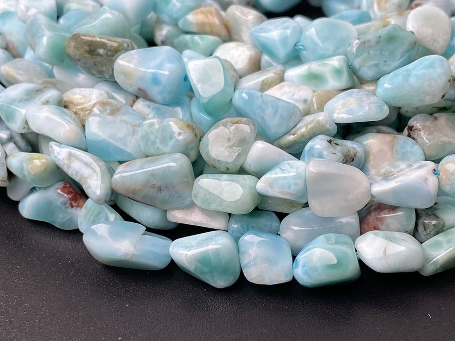 15.5" 6x8mm Natural genuine larimar nuggets gemstone beads