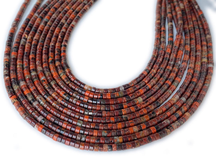 15" 2x4mm Natural flower red jasper Heishi gemstone jewelry beads