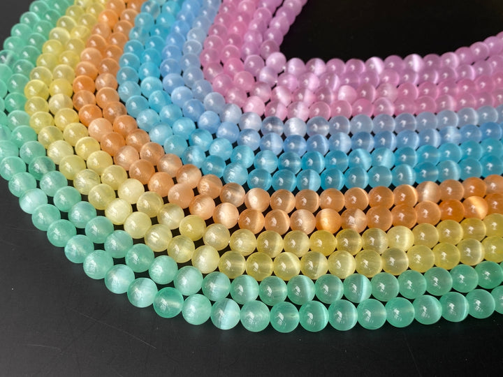 15" 8mm Multi blue green yellow pink color calcite stone round beads