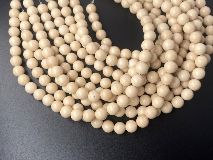 15.5" 6mm/8mm/10mm/12mm Natural beige fossil stone round beads