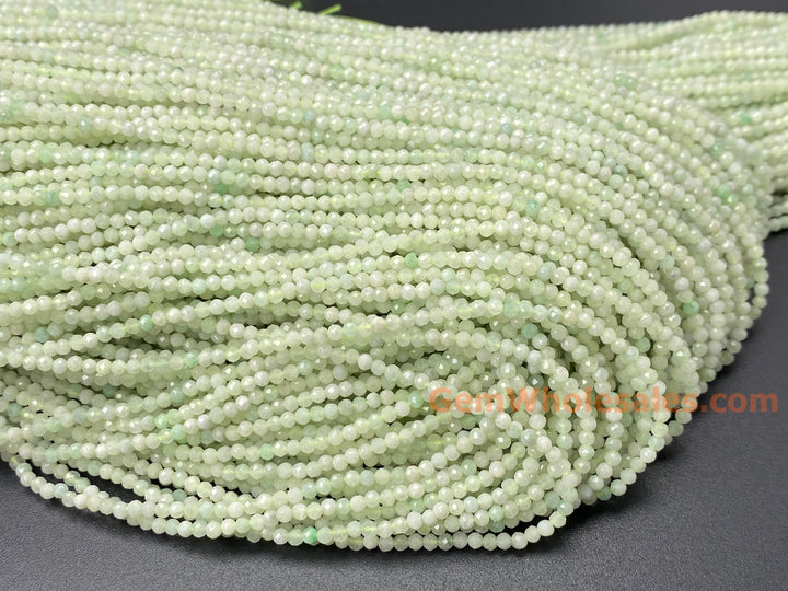 15.5" 2mm natural genuine green Burma jadeite Round faceted beads