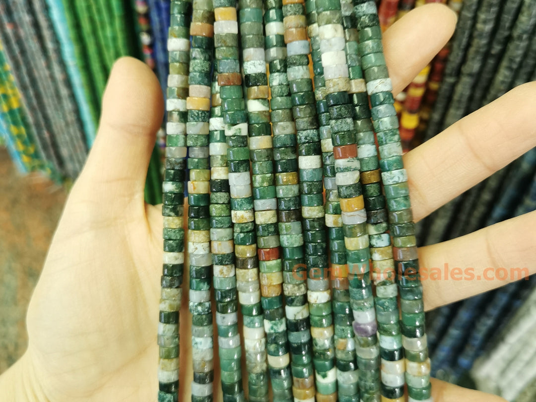 15" 3x6mm Natural Indian agate heishi beads for jewelry making