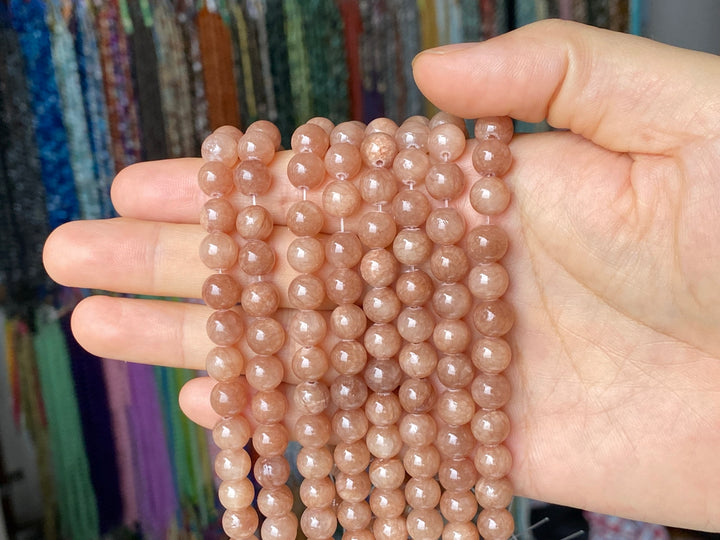 15" 6mm/8mm/10mm brown dyed jade Round beads