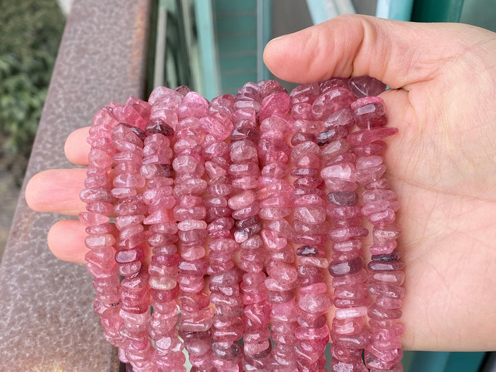 15.5" 10~15mm Natural red strawberry quartz tumbled chips beads strand