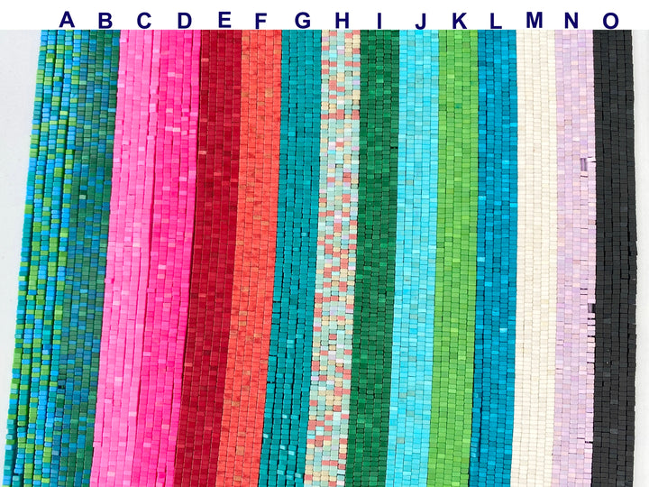 15" 1x2mm Turquoise stone square beads 1mm thickness