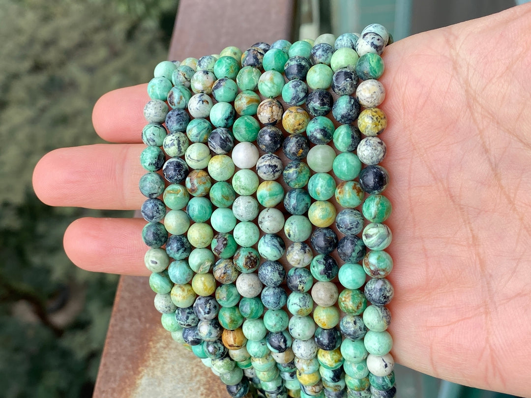 15.5" 6mm/8mm Natural/genuine green turquoise round jewelry stone beads