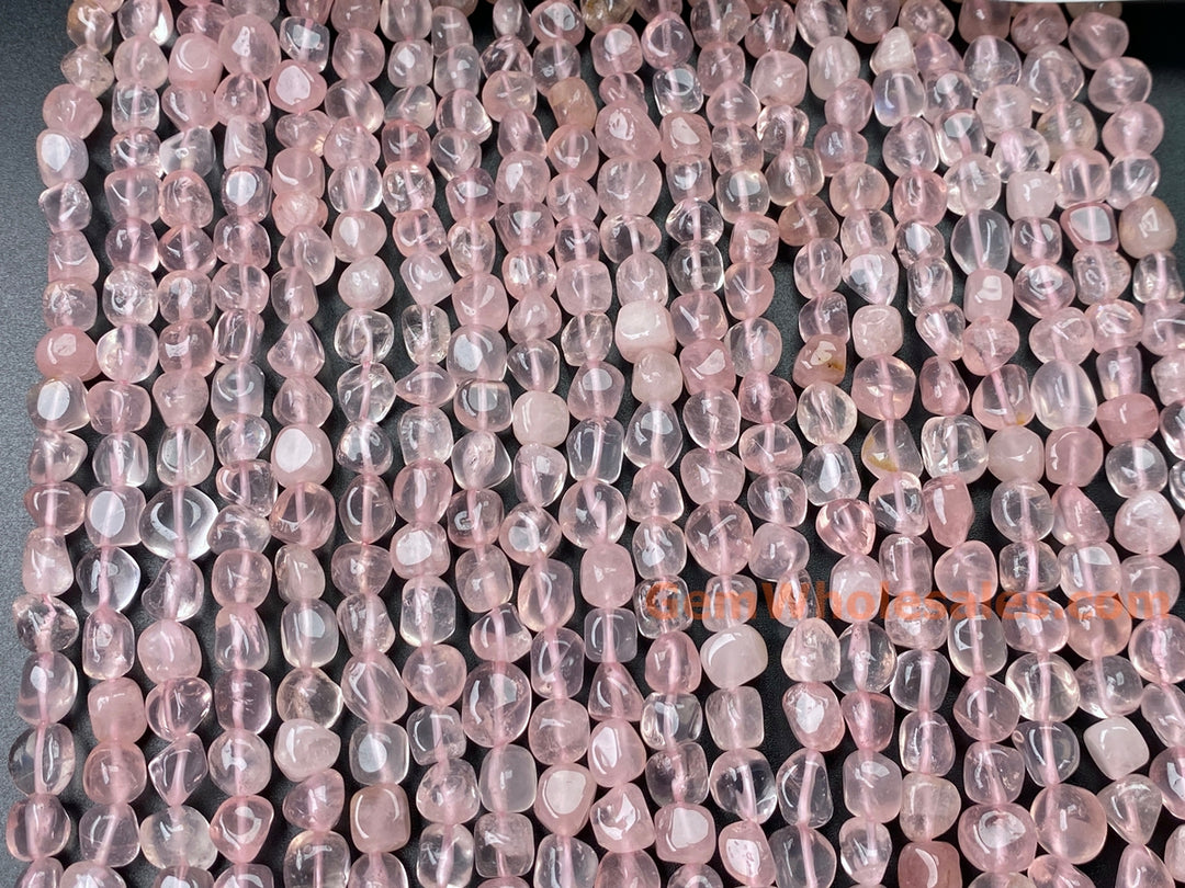 15.5" 8x10mm Natural rose quartz pebbles/nugget beads