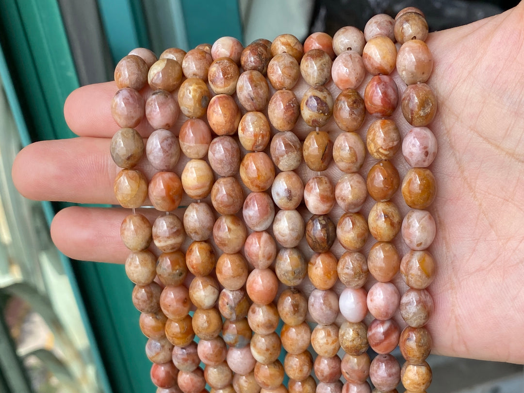 15.5" natural 8x10mm yellow morocco Agate olive beads Gemstone