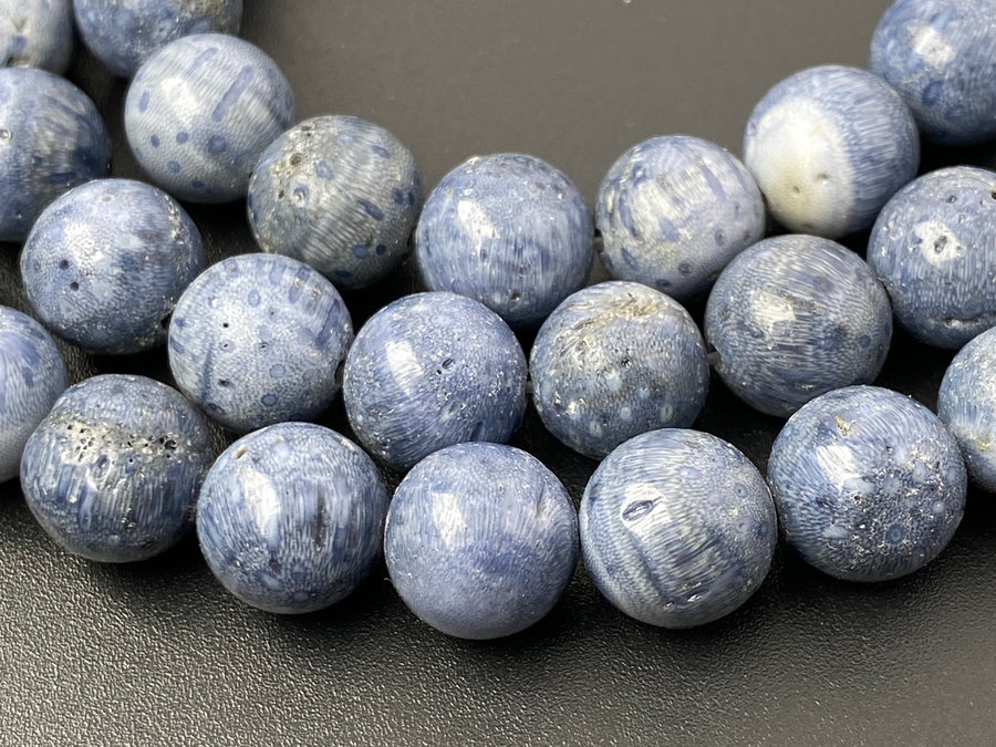 15.5" 10mm Natural blue coral Round semi precious stone beads
