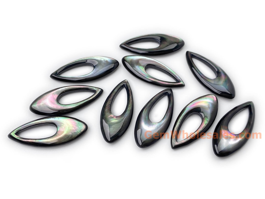 1PC 15x35mm Natural black shell teardrop pendant