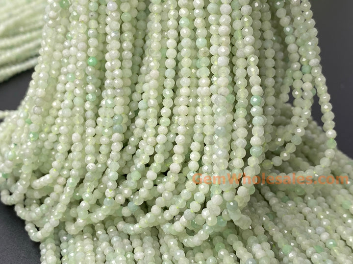 15.5" 2mm natural genuine green Burma jadeite Round faceted beads