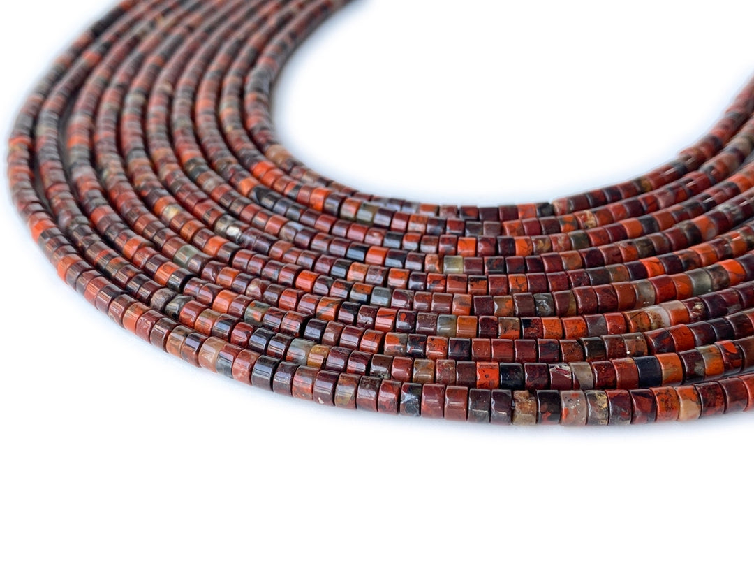 15" 2x4mm Natural flower red jasper Heishi gemstone jewelry beads