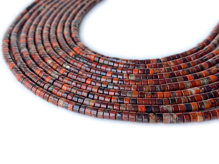 15" 2x4mm Natural flower red jasper Heishi gemstone jewelry beads