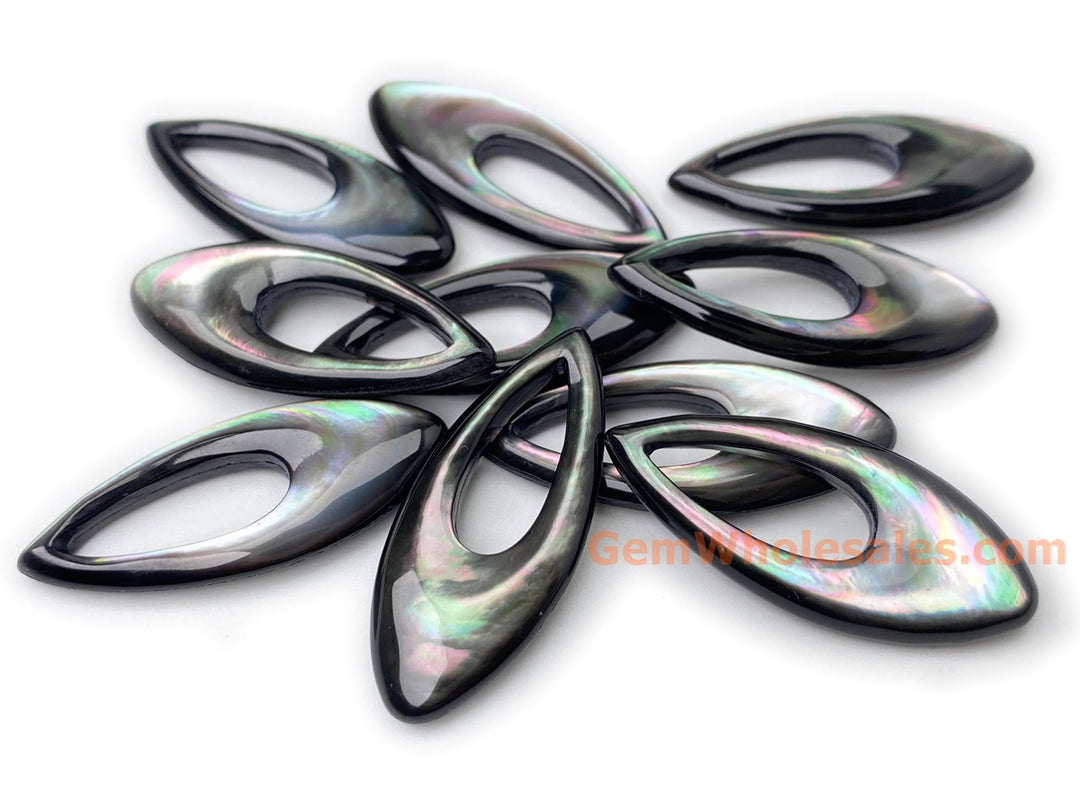 1PC 15x35mm Natural black shell teardrop pendant