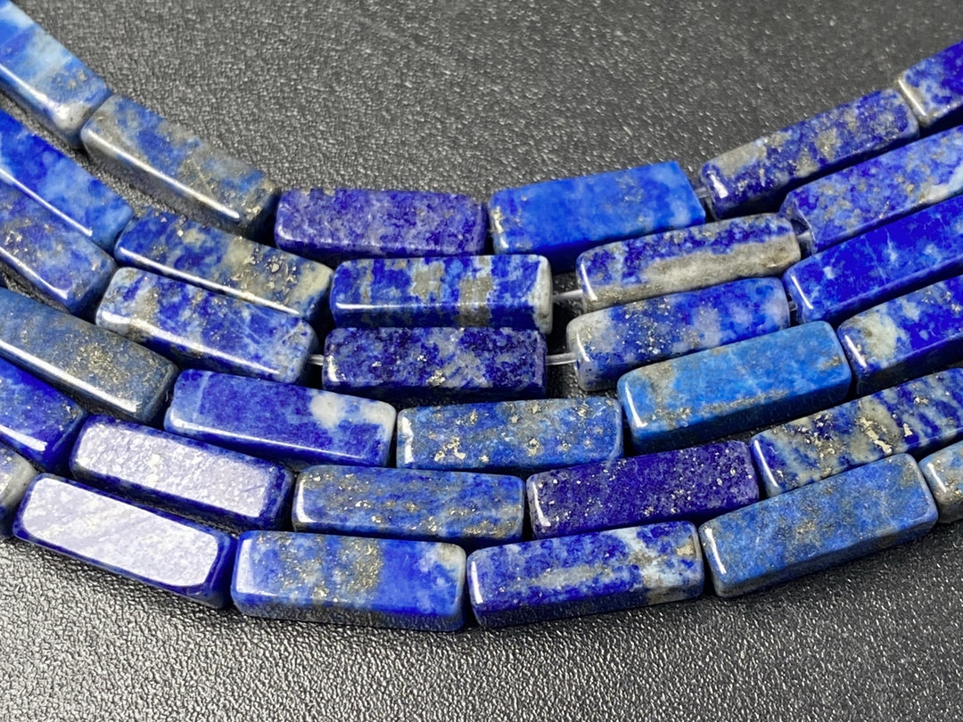 15.5" 4x13mm Natural lapis lazuli stone rectangle tube beads A+