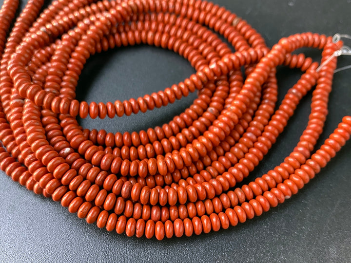 15.5" 2x4mm Natural red jasper rondelle beads, roundel beads