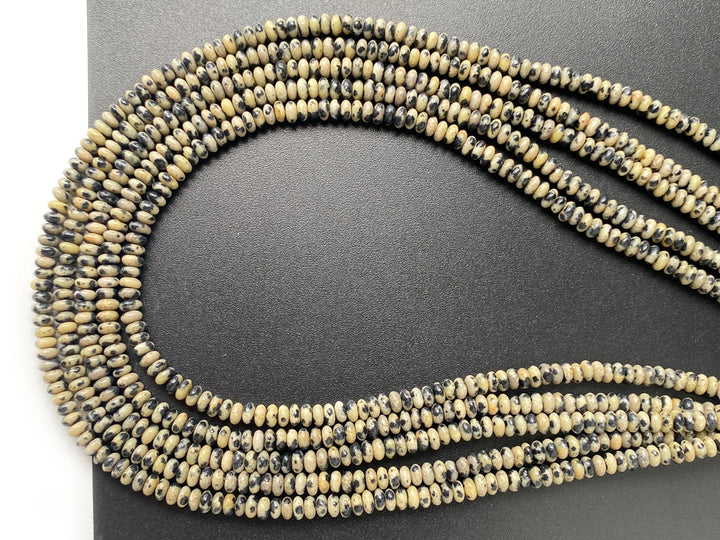 15.5" 2x4mm Natural dalmation jasper rondelle beads, roundel beads