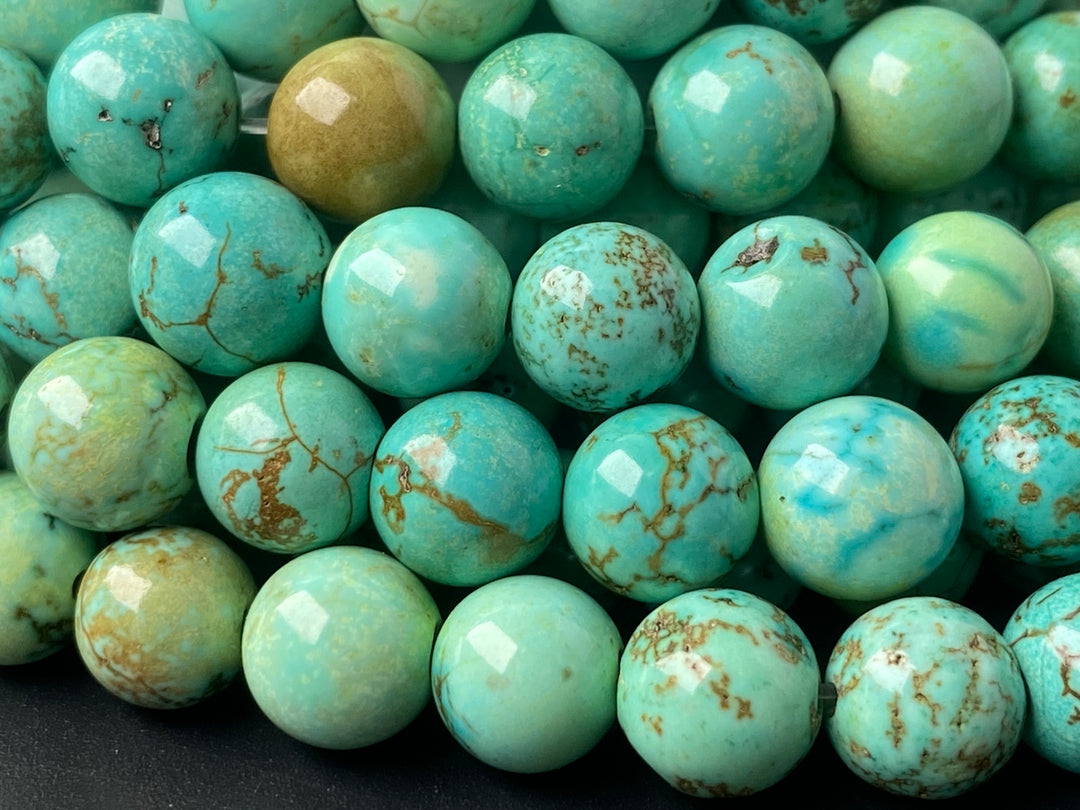 15" 8mm Turquoise greenish Blue howlite round beads