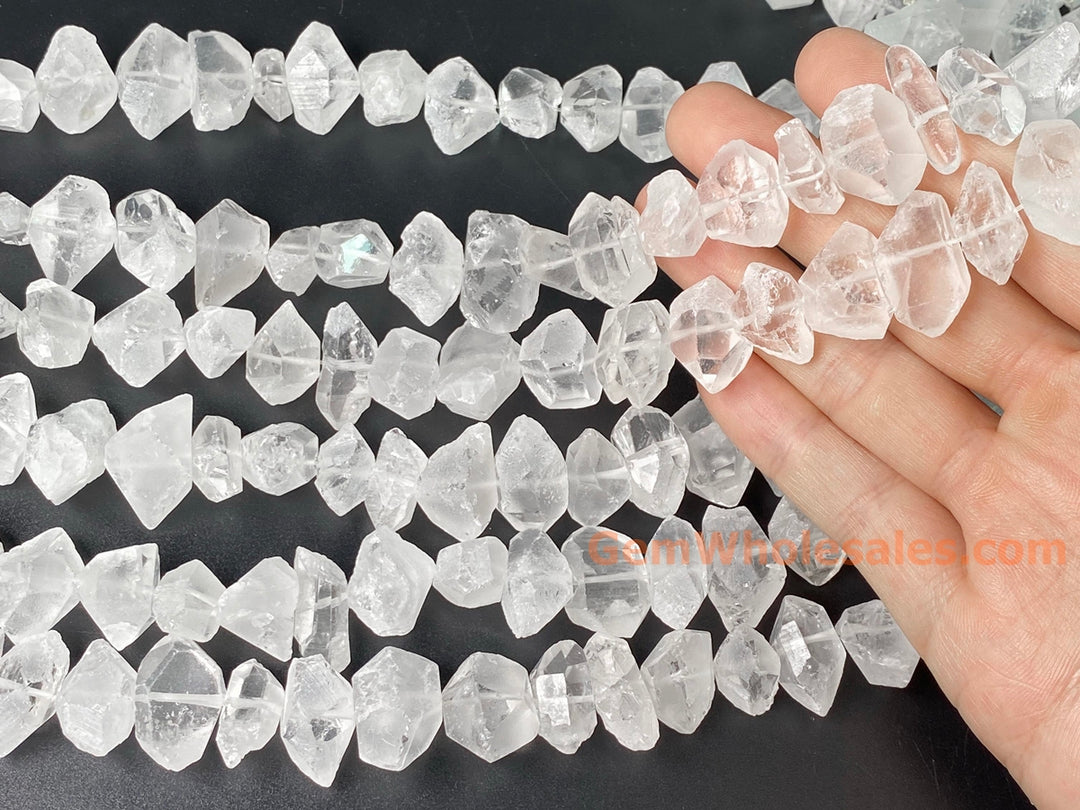 15.5" 8~13mm x 17~22mm Natural rock quartz nugget pendant beads